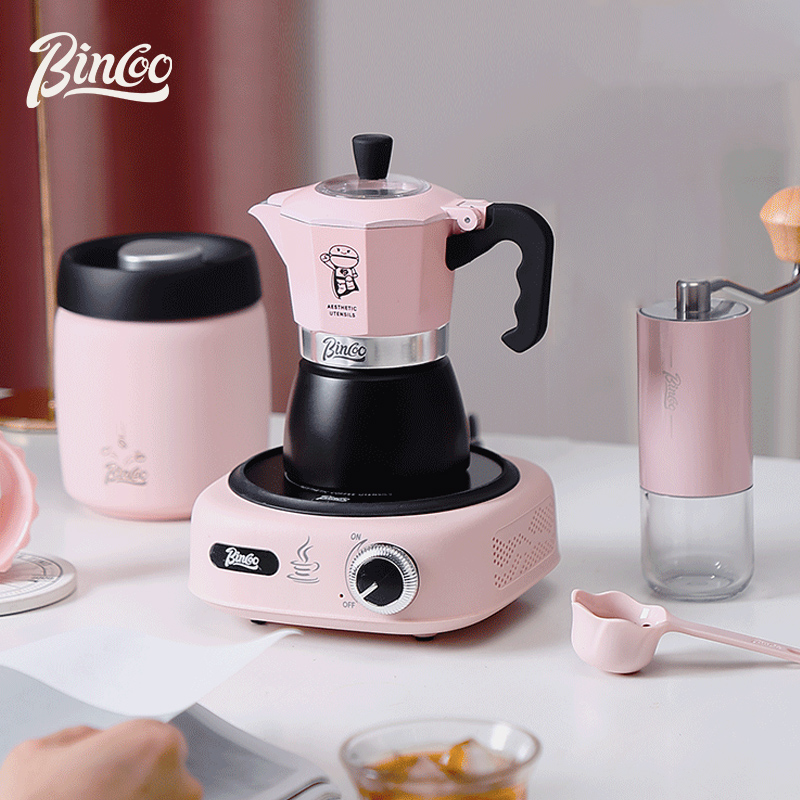 Bincoo粉双阀摩卡壶煮咖啡壶家用小型意式萃取咖啡机手冲咖啡套装