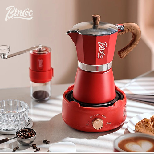 Bin Coo咖啡壶电陶炉煮咖啡器意式浓缩萃取家用小型摩卡壶套装
