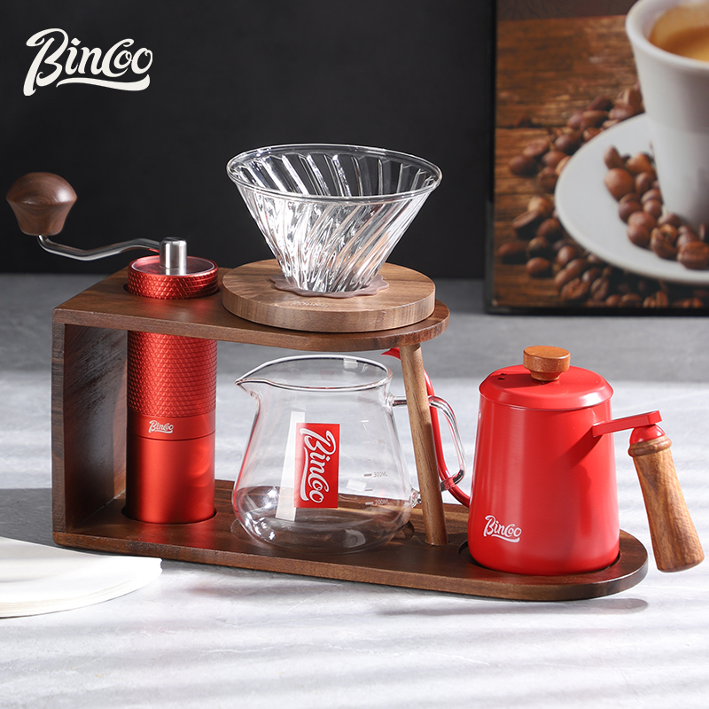 Bincoo手冲咖啡壶套装滤杯可携式家用收纳支架手摇磨豆咖啡机全套