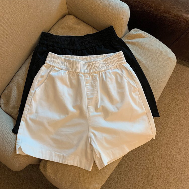 纯棉运动短裤女夏天外穿显瘦高腰阔腿宽松休闲跑步健身三分裤热裤