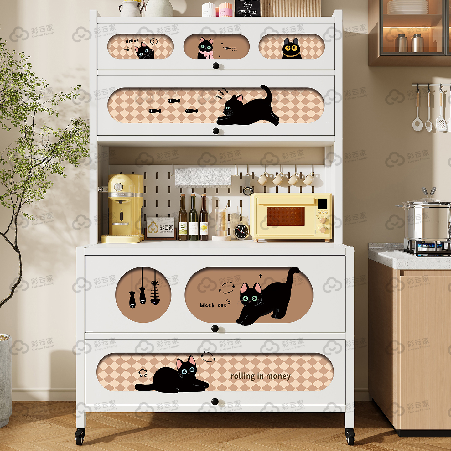 【限时包安装】萌猫餐边柜加高款