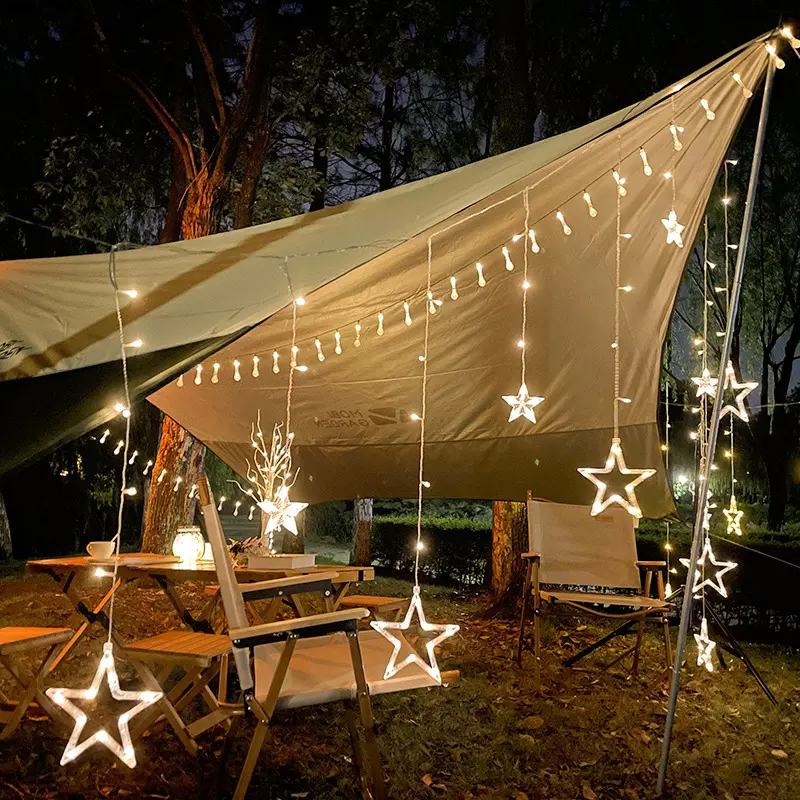 太阳能星星灯led灯串户外露营小彩灯 节日布置氛围天幕装饰灯暖色