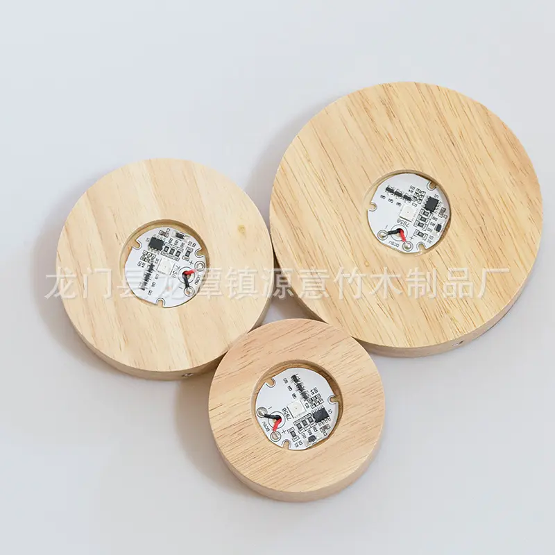 水晶发光底座充电款实木led灯座床头小夜灯无火香薰琉璃产品白光