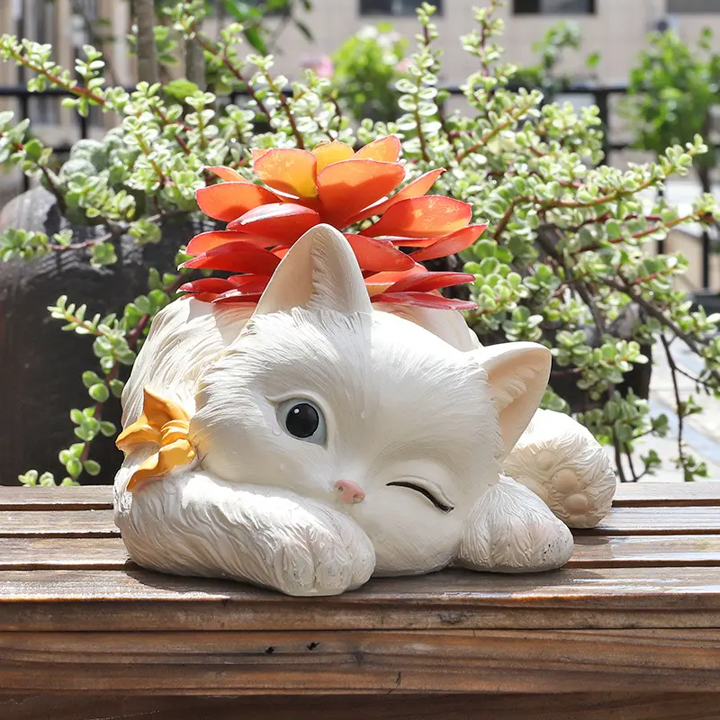 美式乡村仿真猫咪树脂多肉花盆