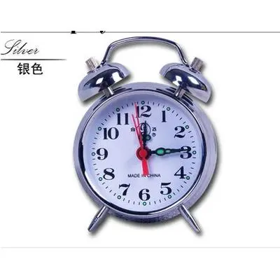 包邮合飞机械小闹钟铃声响上发条全铜机芯金属静音扫描怀旧马蹄表