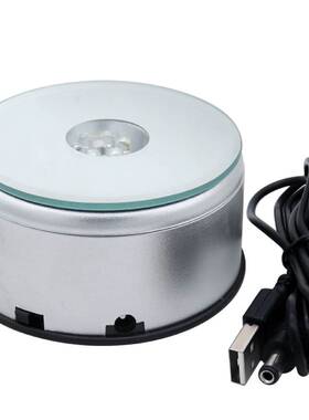 水晶LED灯座七彩旋转底座发光展示水晶摆件工艺品灯座3D内雕