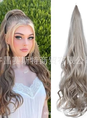 外贸欧美化纤假发32in棒棒发马尾
