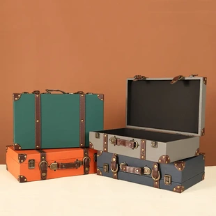 复古怀旧老式手提皮箱储物收纳整理木箱旅行箱婚纱摄影道具木箱子