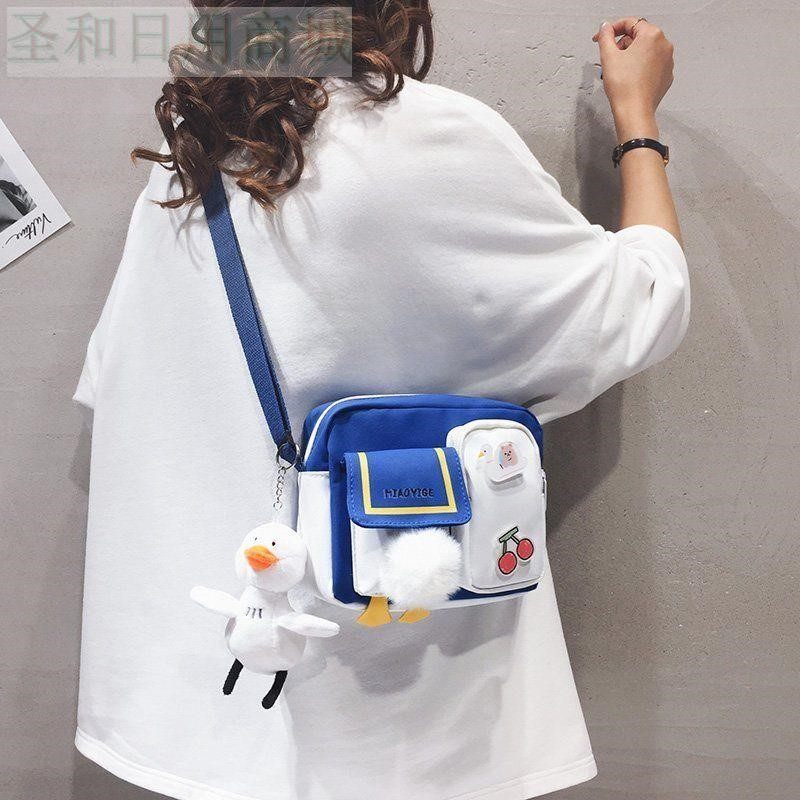 百搭小包包网红斜挎帆布包洋气女童可爱鸭子小朋友女孩2022年新款