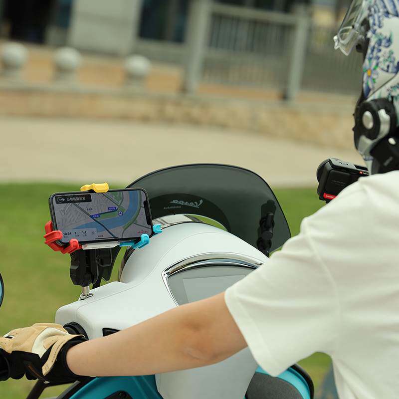 五匹摩托车手机支架螃蟹无线充电拓展减震导航支架手把后视镜安装