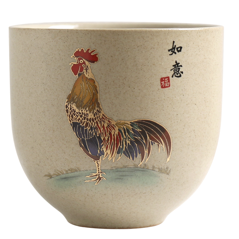 粗陶鸡缸杯家用品茗杯喝茶个人专用主人杯茶杯送礼鸡公杯茶盏茶碗