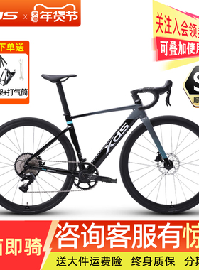 25款喜德盛AD350碳纤维破风公路自行车油压碟刹桶轴运动竞速单车