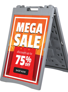 户外注水双面海报塑料防风施工禁停牌手提架可换KT板A型广告立牌