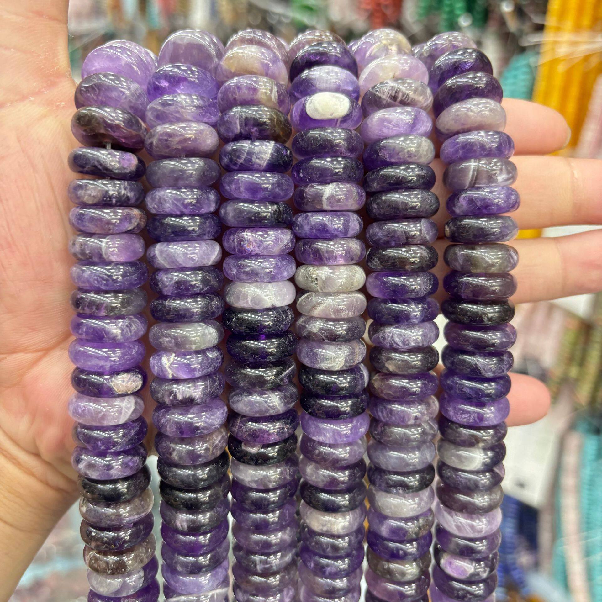 20266x16mm天然石紫晶玛瑙算盘珠隔珠DIY手链饰品配件半成品串珠