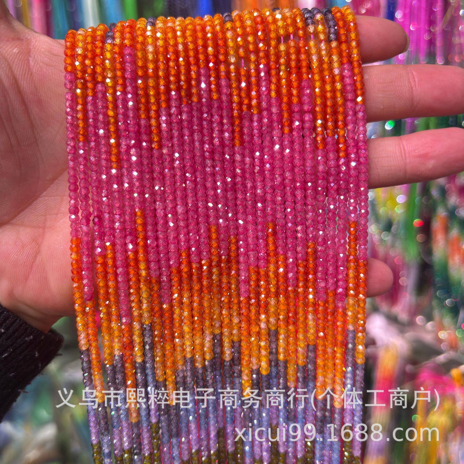 20262x3mm切面彩锆石算盘珠隔珠珠DIY手链项链饰品配件半成品串珠