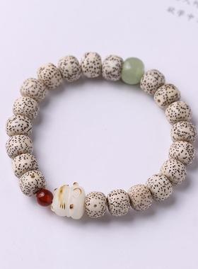 2026呆萌可爱 炭烧小猫爪 好运星月菩提原籽单圈手串五福小猫咪