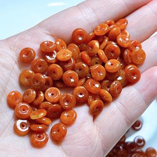 2026天然缅甸翡翠红翡平安扣散珠手工diy手链项链玉石配件材料