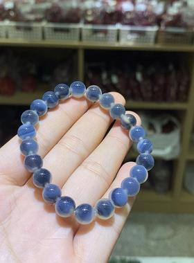 2026蓝色糖心玛瑙素圈8mm圆珠手串简约大气闺蜜礼物小众精致显白