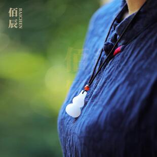 2026新疆和田金丝玉羊脂白玉葫芦吊坠男女情侣款白玉挂件钥匙扣玉