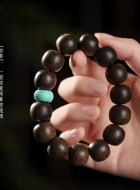 2026沉水级海南莺歌绿奇楠沉香手串老型珠菱镁矿松石回纹珠木质文