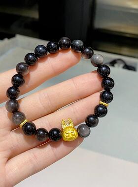 2026银耀石搭配拉布布手串男女款高级感简约百搭手工串珠手链饰品