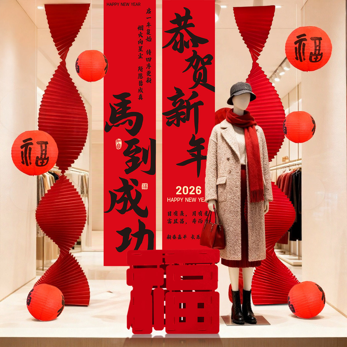 2026马年味氛围场景布置新年灯笼拉花春节元旦过年商场门店铺装饰,节庆用品/礼品,节日装扮用品,淘宝优惠券,粉丝福利购,淘宝优惠卷
