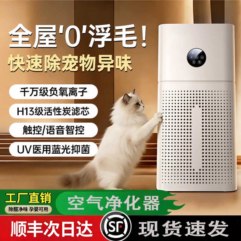 负离子空气净化器家用除甲醛烟味全自动吸猫毛神器过滤灰尘净化机