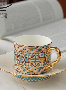 国瓷永丰源紫金华彩咖啡杯碟陶瓷下午茶杯轻奢高档礼品
