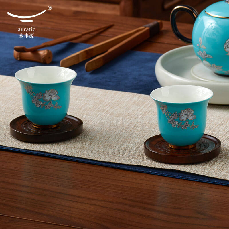 永丰源水墨牡丹2头茶杯40ml陶瓷水杯功夫茶杯茶具散件 安全包装
