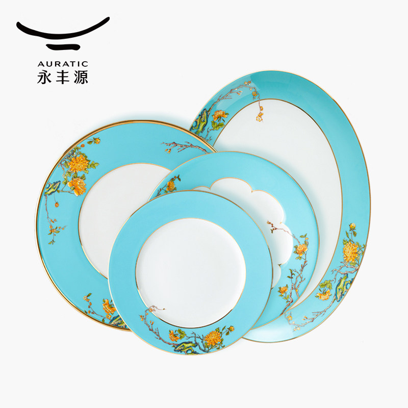 永丰源西湖蓝陶瓷餐饭碗碟盘菜盘图片