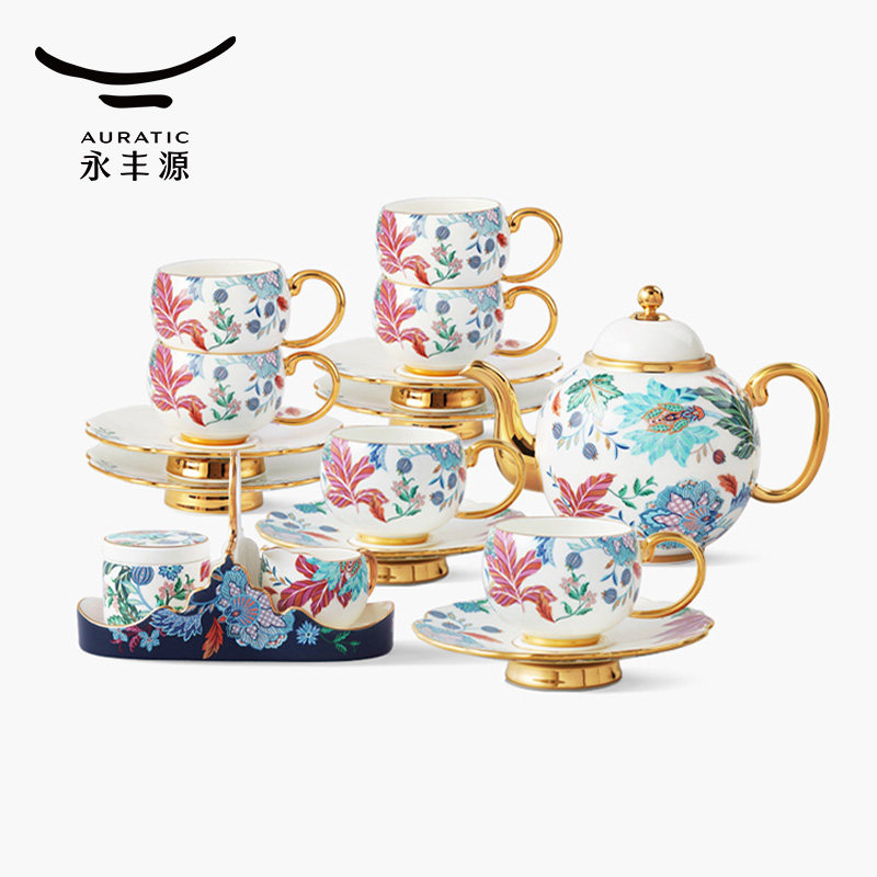 永丰源幸福满园18头茶咖具套装 陶瓷下午茶杯咖啡杯 不配木架,餐饮具,整套茶具,淘宝优惠券,粉丝福利购,淘宝优惠卷