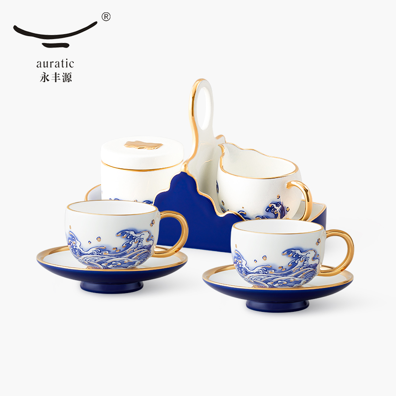 永丰源 海上明珠8头咖啡杯碟套装 陶瓷茶杯奶缸糖缸