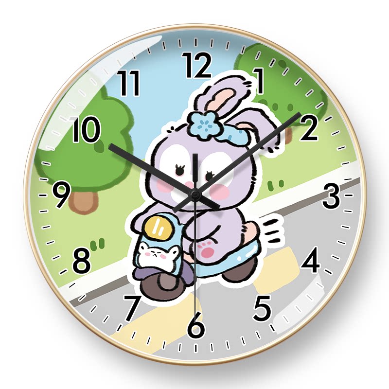 办公室挂钟熊猫钟表个性创意卡通柯基狗工作室自动对时电波钟趣味