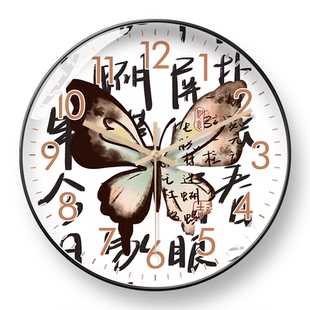 新中式蝴蝶客厅钟表挂钟现代简约大气时钟时尚轻奢复古风挂表挂墙