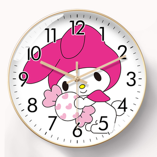 美乐蒂挂钟石英钟表时钟电波钟自动对时公主房女学生少女心儿童房