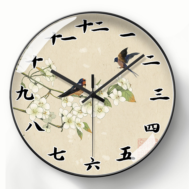 美幻达PVC中式玻璃塑料石英挂钟