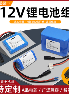 12V锂电池组大容量18650智能小车户外电源LED灯太阳能 喷雾器电池