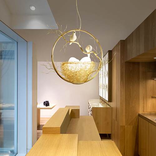 北欧创意鸟巢吊灯个性简约餐厅客厅卧室吧台室内人工编织鸟窝吊灯