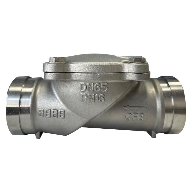 不锈钢沟槽止回阀HC84X-16P卡箍橡胶瓣止回阀不锈钢卡箍逆止阀