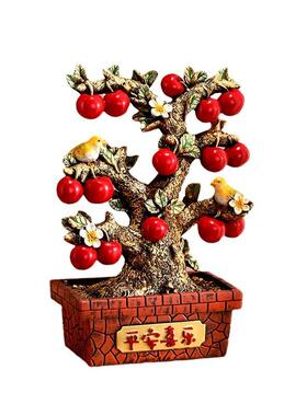 平安喜乐摆件苹果树喜鹊客厅电视酒柜玄关装饰工艺乔迁新居礼品物