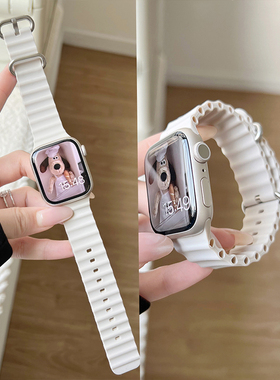 PAPI创意波浪纹硅胶男女款适用iwatch10苹果表带applewatch9876se