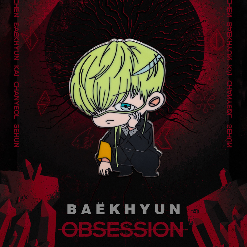 exo周边 obsession 边伯贤卡通金属徽章同款生日礼物六辑饰品solo