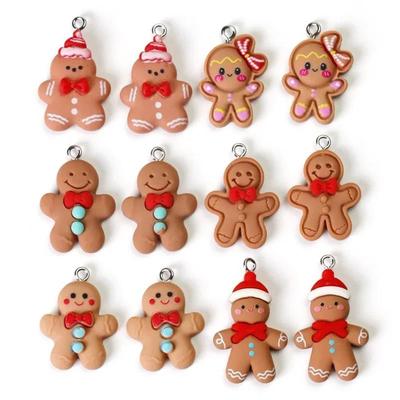 10pcs Christmas Gingerbread Man Biscuits Charms Resin Cookie