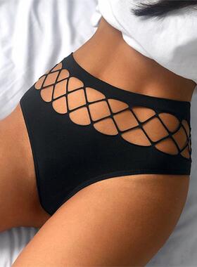 Sexy fishnet hole cutout sports women's briefs 运动女三角裤