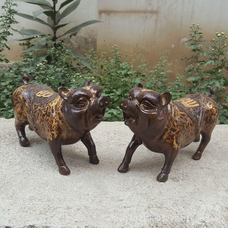 纯铜猪金属工艺品铜生肖亥猪对猪动物摆件