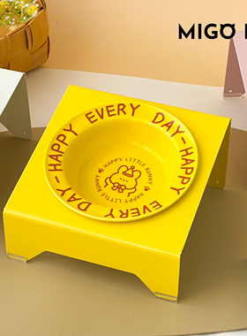 斜囗陶瓷猫食盆架子猫咪防打翻水碗高脚防溅水狗碗猫碗宠物慢食碗