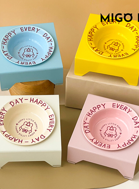 防打翻猫水碗猫碗架子猫食碗狗陶瓷高脚碗猫咪慢食碗大号猫专用碗