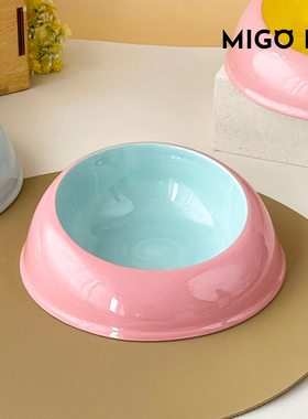 猫盘饭碗可爱矮脚猫猫碗不易打翻陶瓷水碗不湿嘴斜口碗猫咪罐头碗