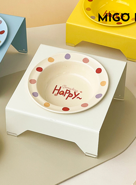 斜口高脚喝水碗猫碗碗架防打翻猫咪水碗高颜值猫碗陶瓷宠物饭盆