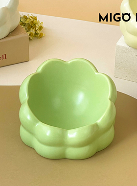 斜口高脚喝水碗猫碗矮脚幼猫碗防蚁防漏食猫咪饭碗不易打翻慢食碗